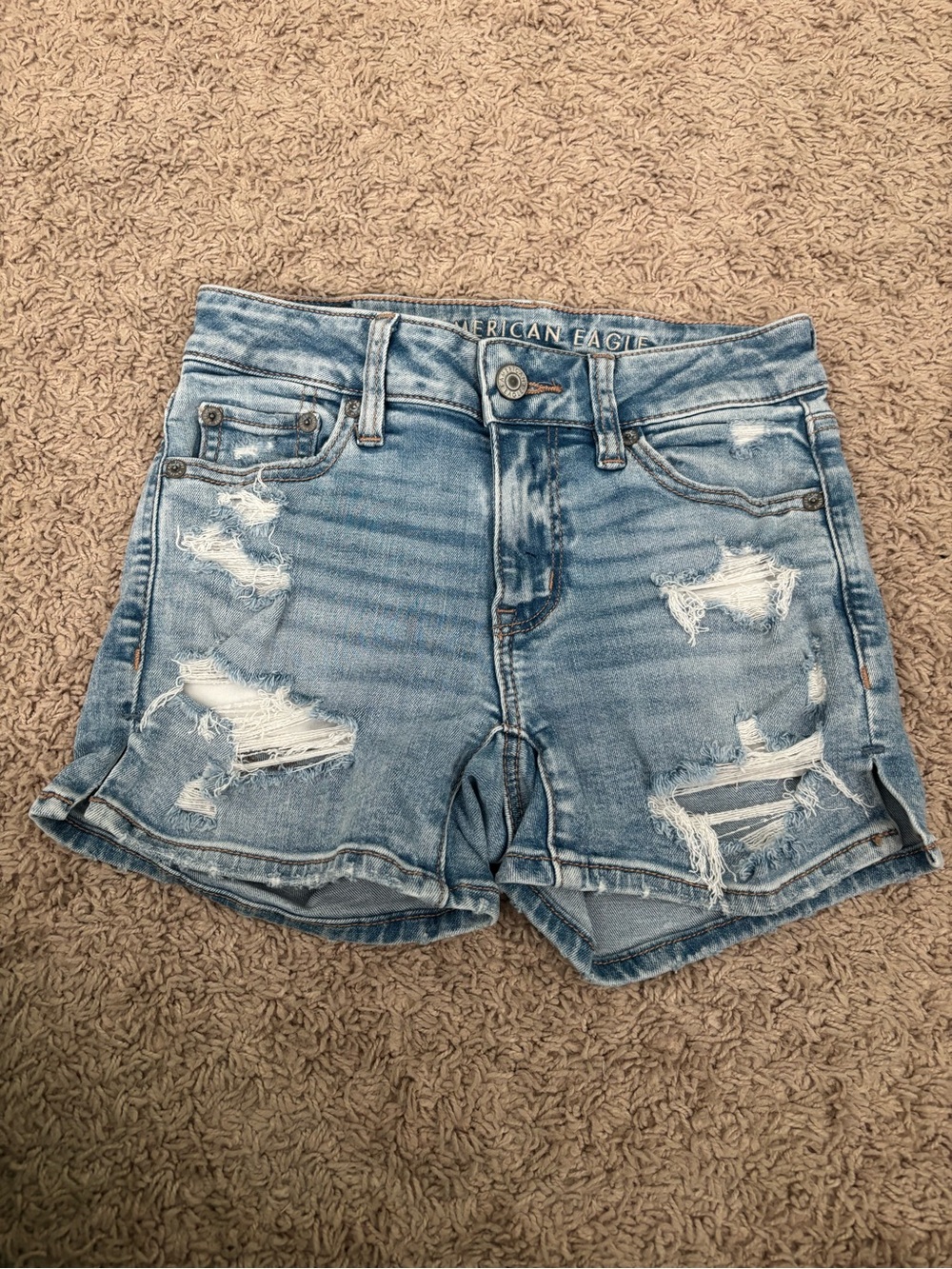 American Eagle Outfitters Light Blue Distressed Denim Shorts
